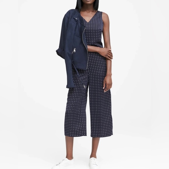 Banana Republic Polka Dot Twist Back Crop Jumpsuit - Picture 3 of 14